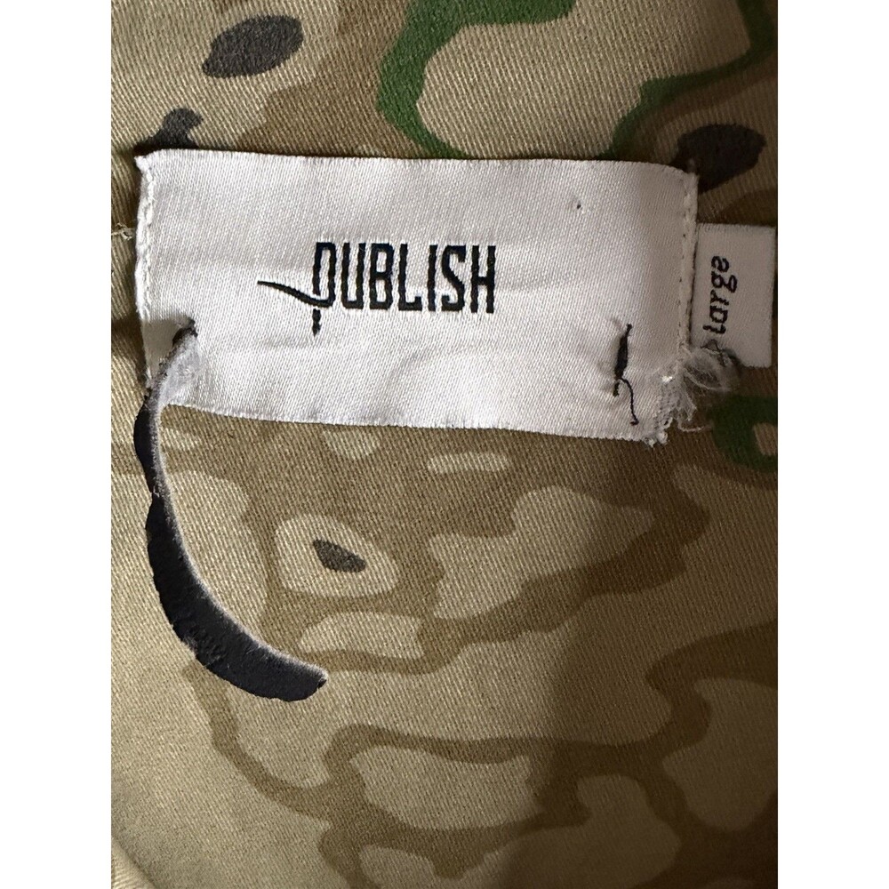 Men Publish Camo Denim Hood Jacket Zip Button Logo Midi L Urban Hip Outdoor Coat - Picture 10 of 16